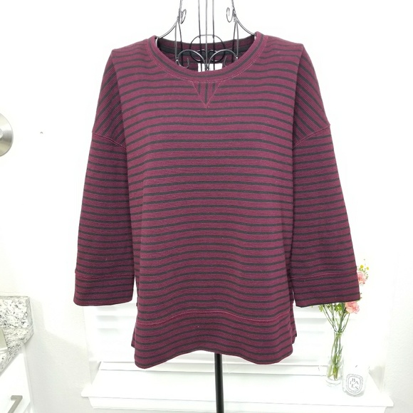 Lou & Grey Burgundy Striped Oversized Top - Picture 5 of 5